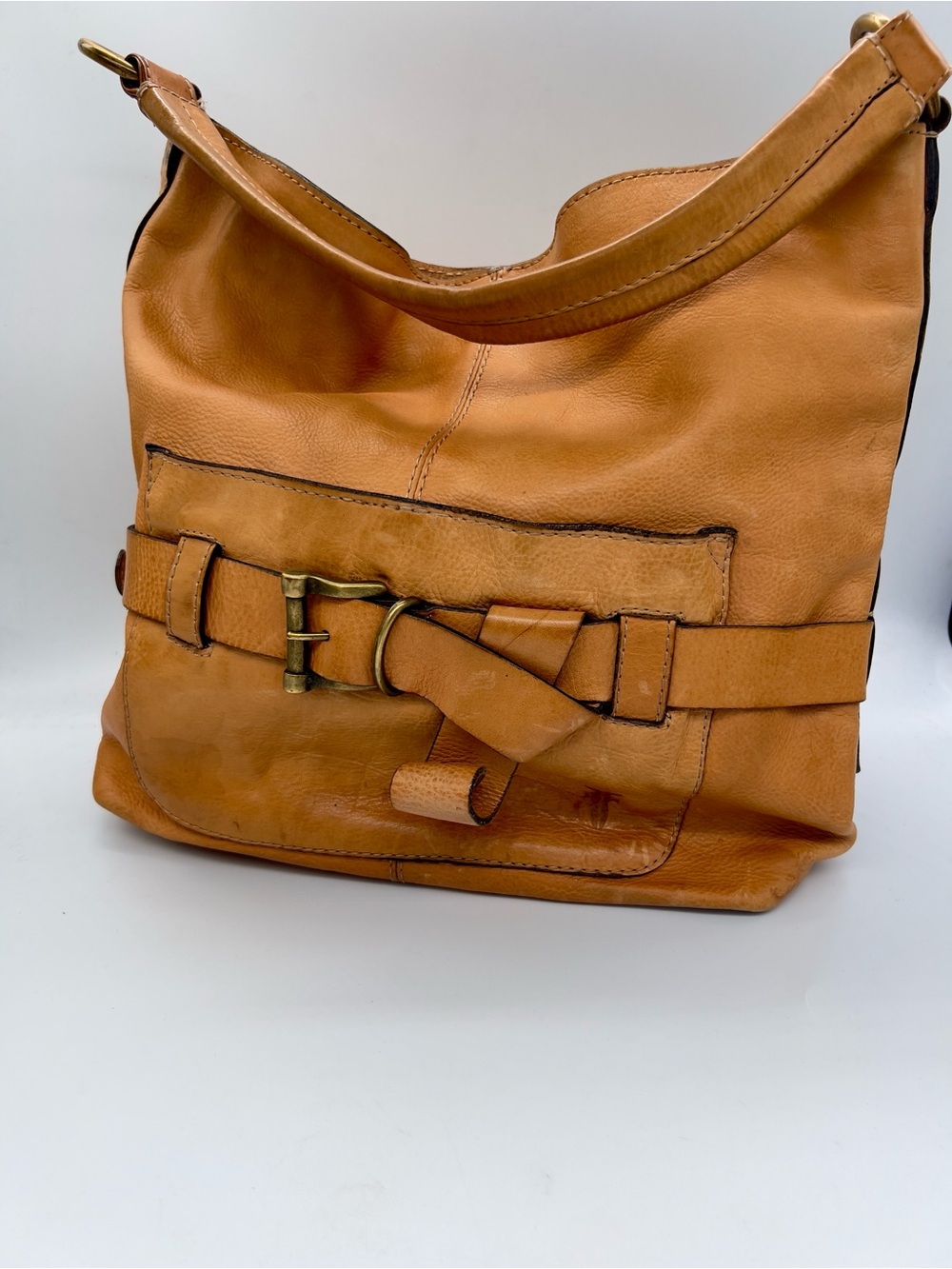 Frye Leather Hobo Shoulder Bag in Tan